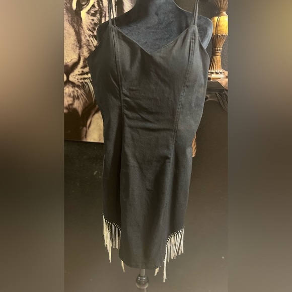 🖤NWT-HAUTE MONDE SEXY BLACK COCKTAIL DRESS WITH RHINESTONES SZ L🖤 - Picture 7 of 14